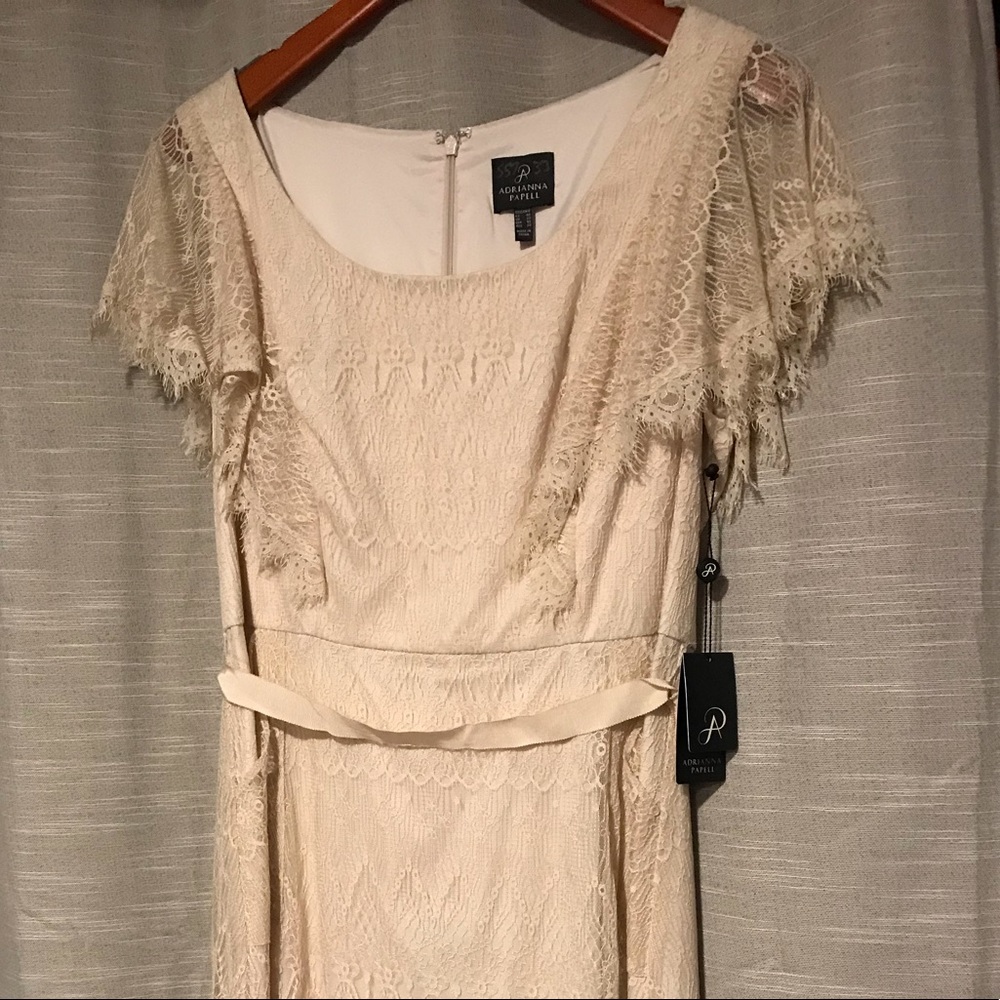 Almond color  Adrianna Papell cocktail dress Sz 16